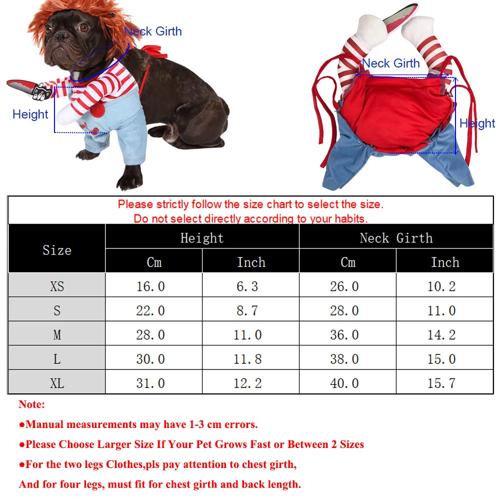 Funny Halloween Dog Costume For Small Medium Dogs Cats Adjustable Puppy Cosplay Party French Bulldog Chihuahua Pet Clothing