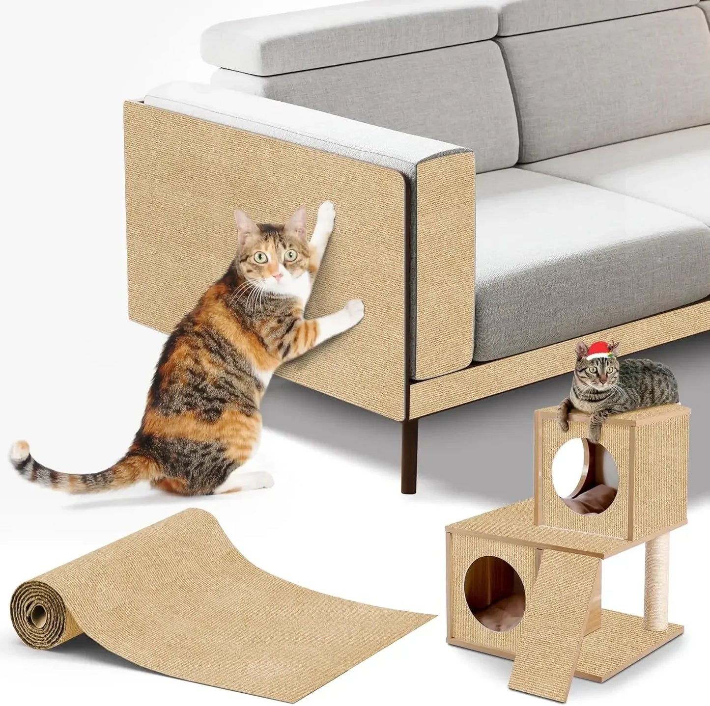 Cat Scratching Mat Self-Adhesive Cat Carpet Trimmable Cats Scratch Board Prevent Cat Scratch sofa Furniture Protector Cat Toy