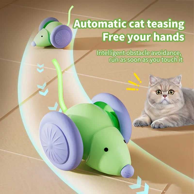 Smart Cat Toy Mouse Running Car Electronic Interactive Pet Toy Automatic Teaser with Intelligent Obstacle Avoidance Pet Products