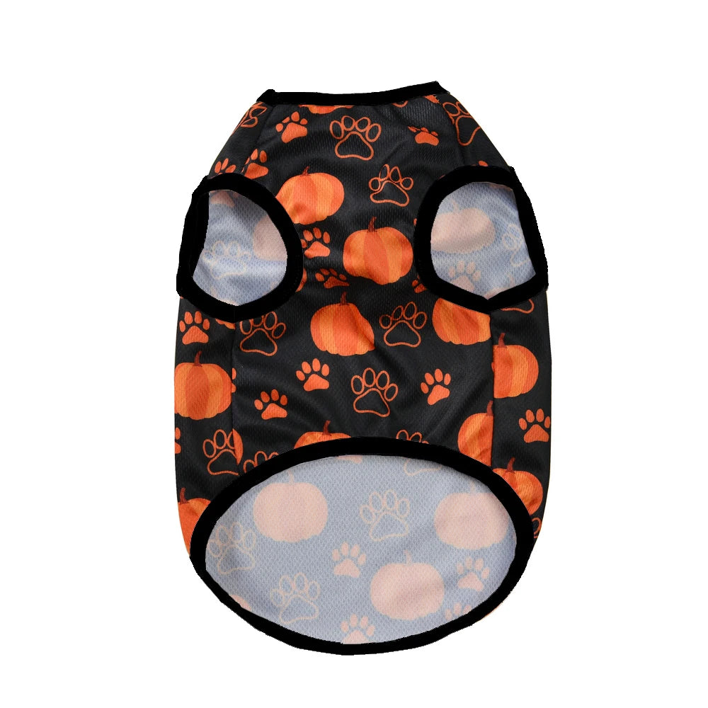 Dog Cosplay Costumes Funny Pumpkin Halloween Puppy Party Clothes Pet Transformation Sleeveless Vest For Small Medium Dogs Cats