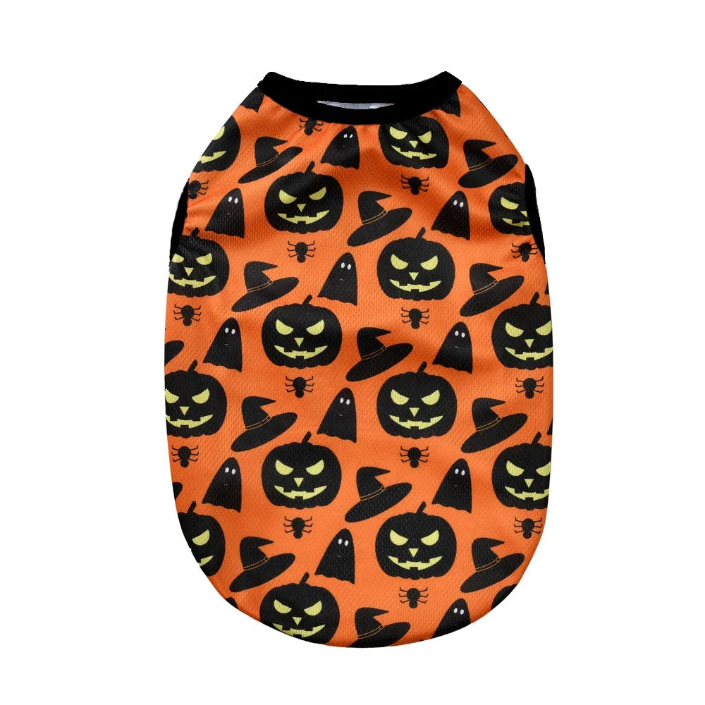 Dog Cosplay Costumes Funny Pumpkin Halloween Puppy Party Clothes Pet Transformation Sleeveless Vest For Small Medium Dogs Cats