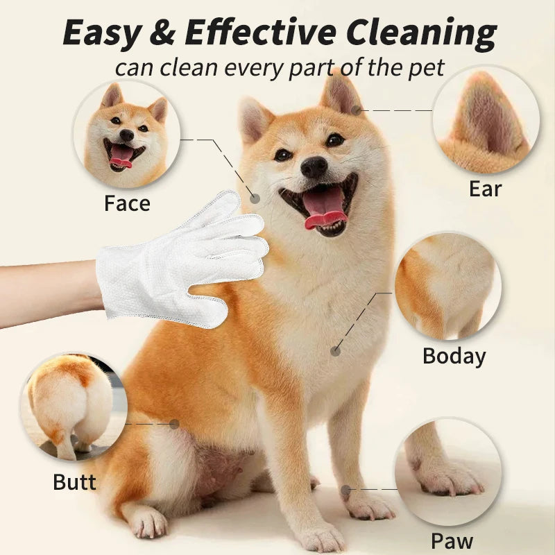 New 6PCS Pet Wash-Free Gloves Cat Bath Deodorant Wipes Disposable Cleaning Dry Cleaning Dog Wipes Gentle And Convenient Gloves
