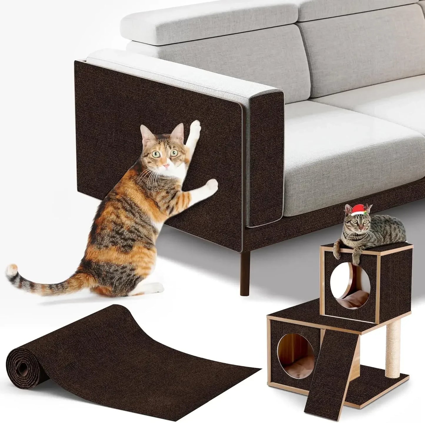 Cat Scratching Mat Self-Adhesive Cat Carpet Trimmable Cats Scratch Board Prevent Cat Scratch sofa Furniture Protector Cat Toy