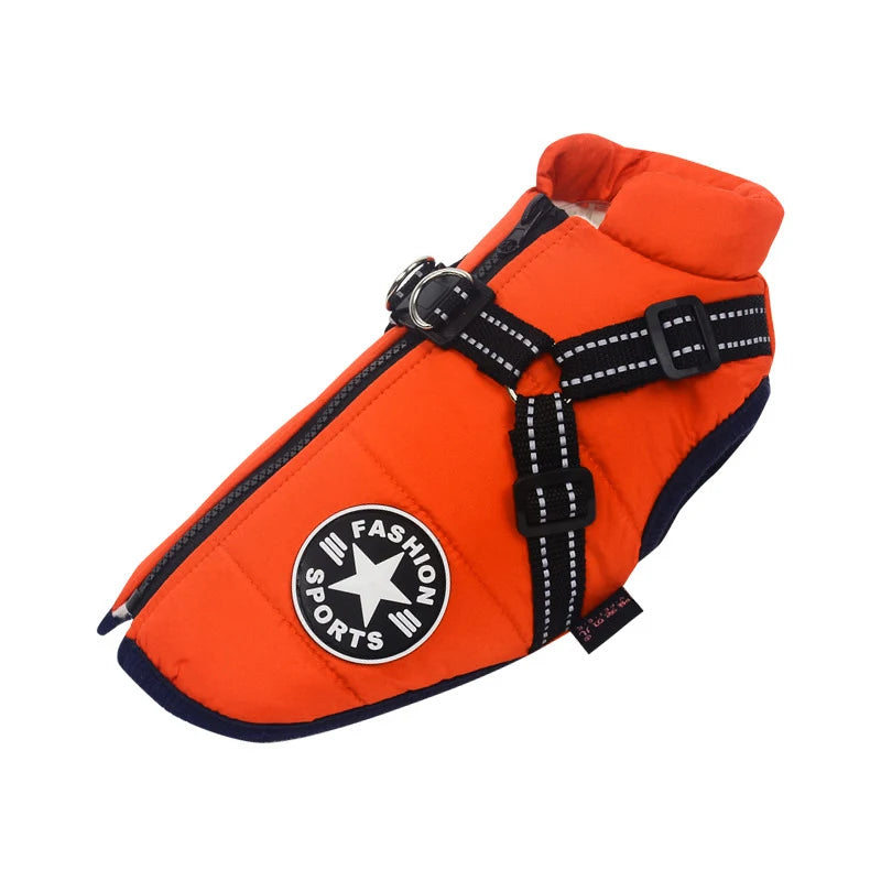 Winter Warm Dog Jacket Waterproof Pet Coat for Small Large Dog Clothes Fleece with Harness Puppy Vest Chihuahua Labrador Costume