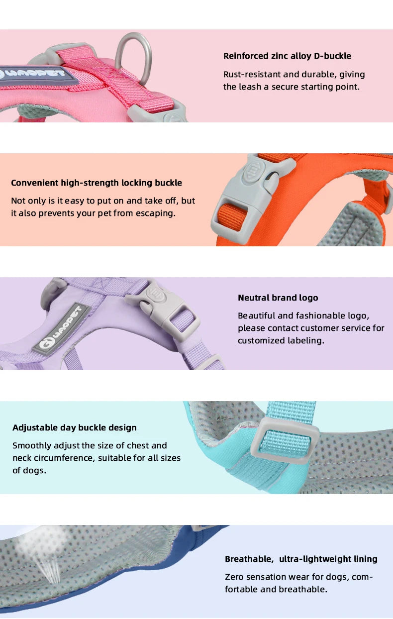 Dog Breathable Harness NO PULL Pet Reflective Harness Vest For Small Large Dog Walk Training In Outdoor Lead Collar Pet Supplies