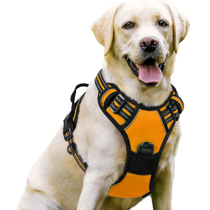 Reflective anti-pulling dog harness for large dogs - Heavy-duty anti-bite dog jacket with padded chest section (escape preventio