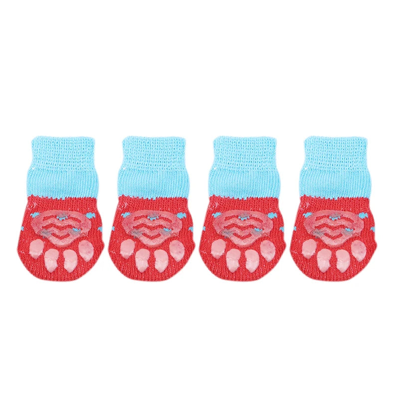4Pcs Cute Pet Dog Socks with Print Anti-Slip Cats Puppy Shoes Paw Protector Products for Small Breeds Spitz York Dogs Chihuahua