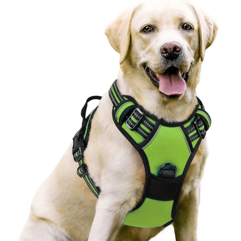 Reflective anti-pulling dog harness for large dogs - Heavy-duty anti-bite dog jacket with padded chest section (escape preventio