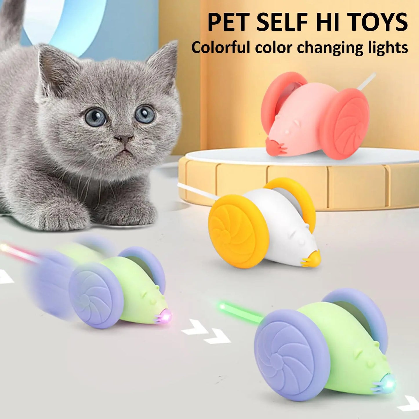 Smart Cat Toy Mouse Running Car Electronic Interactive Pet Toy Automatic Teaser with Intelligent Obstacle Avoidance Pet Products