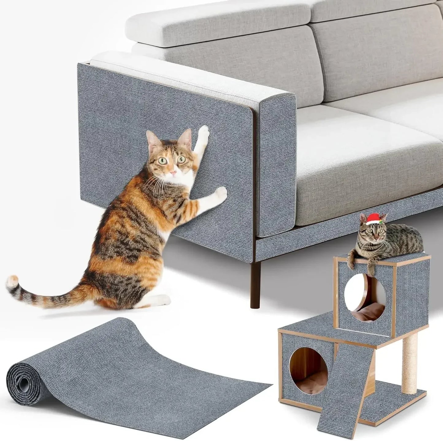 Cat Scratching Mat Self-Adhesive Cat Carpet Trimmable Cats Scratch Board Prevent Cat Scratch sofa Furniture Protector Cat Toy