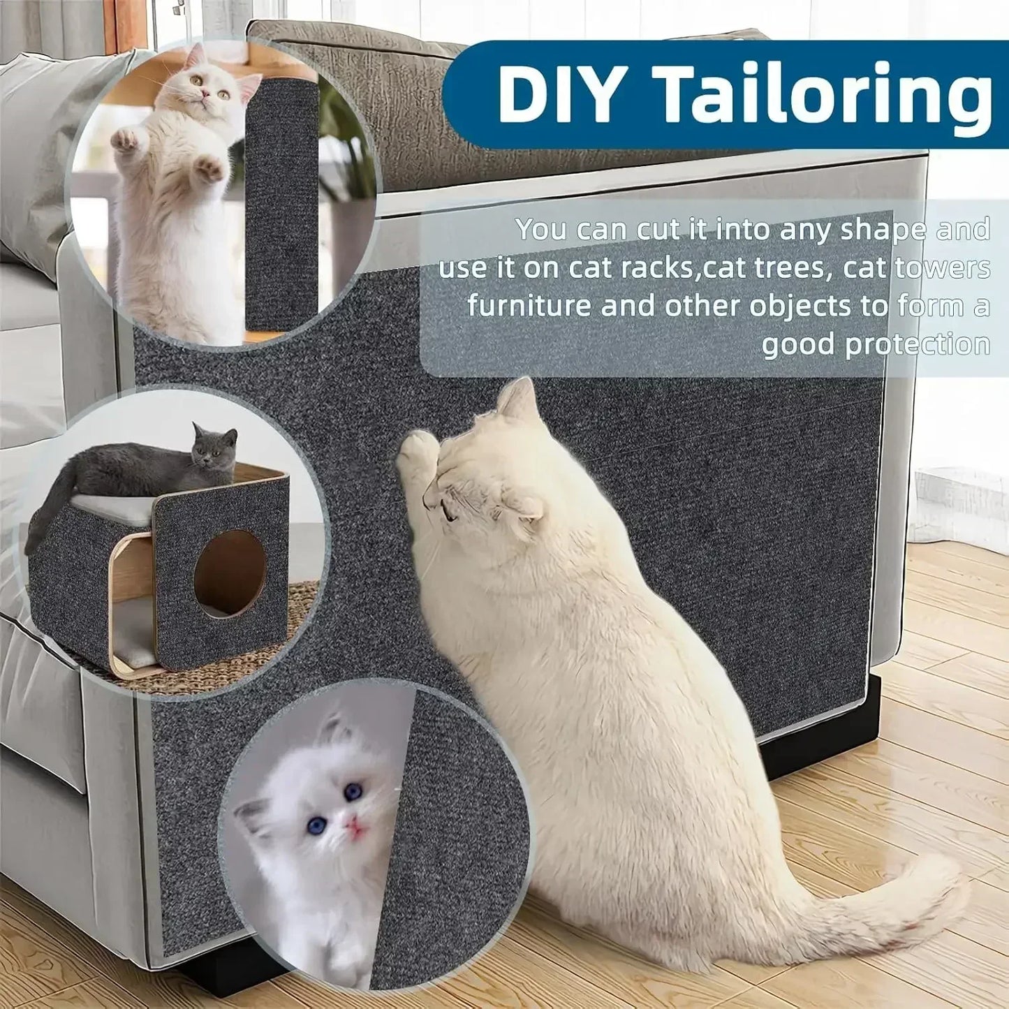 Cat Scratching Mat Self-Adhesive Cat Carpet Trimmable Cats Scratch Board Prevent Cat Scratch sofa Furniture Protector Cat Toy