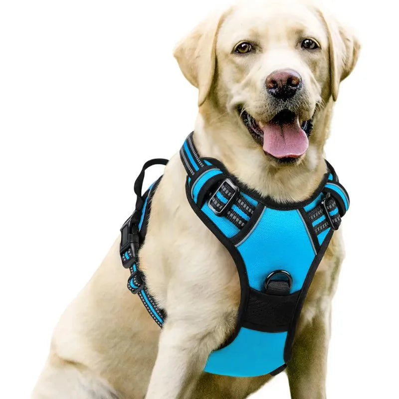 Reflective anti-pulling dog harness for large dogs - Heavy-duty anti-bite dog jacket with padded chest section (escape preventio