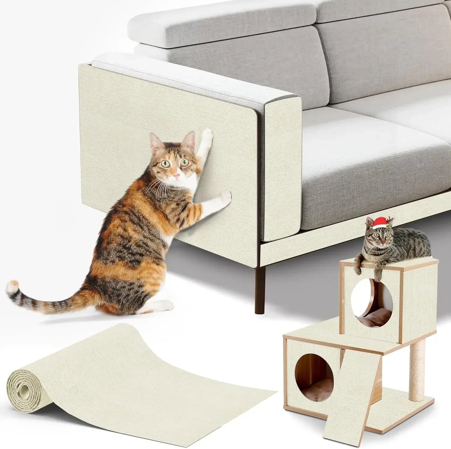 Cat Scratching Mat Self-Adhesive Cat Carpet Trimmable Cats Scratch Board Prevent Cat Scratch sofa Furniture Protector Cat Toy
