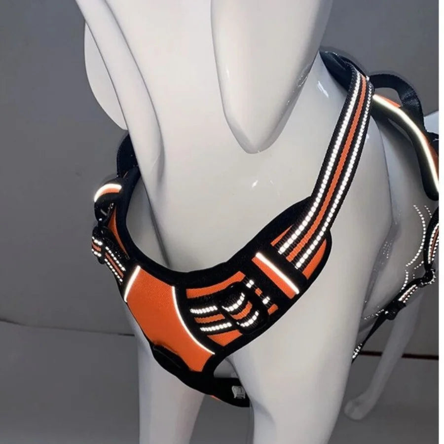 Reflective anti-pulling dog harness for large dogs - Heavy-duty anti-bite dog jacket with padded chest section (escape preventio