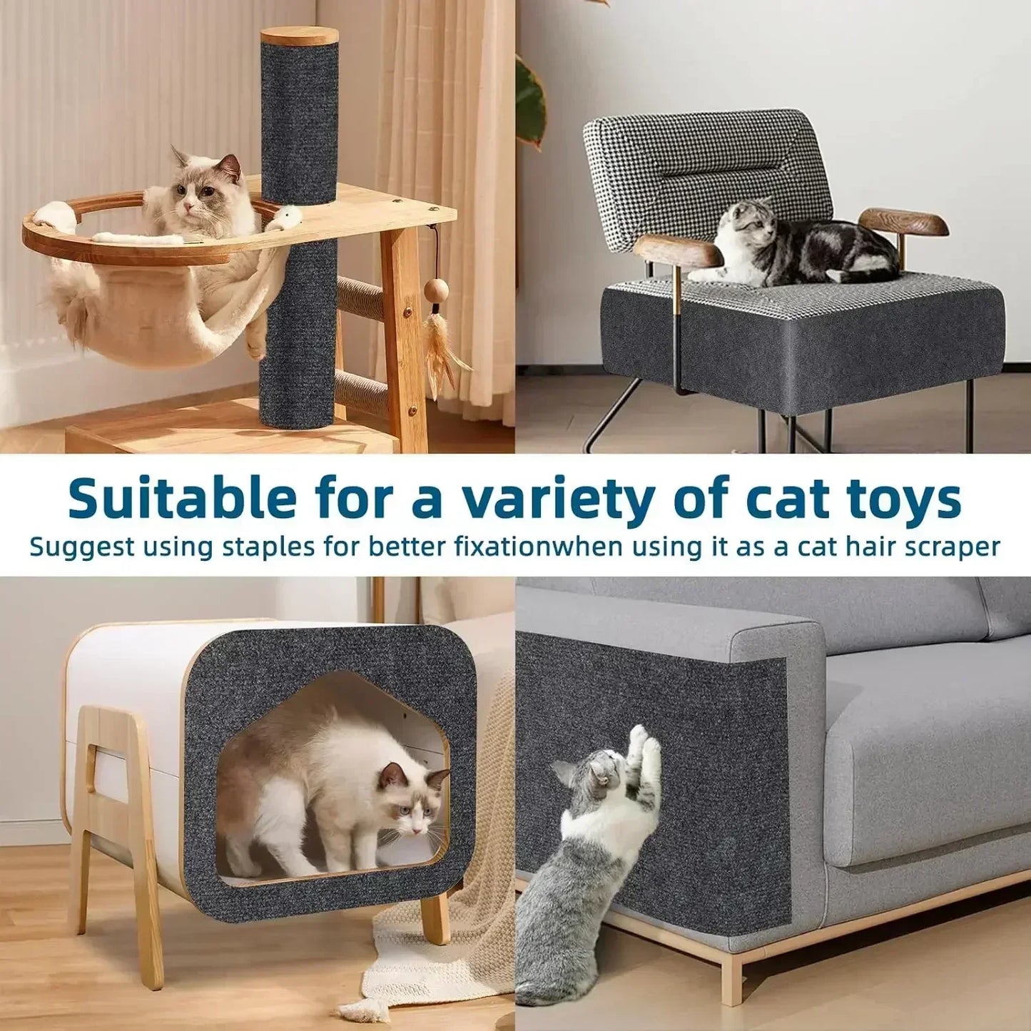Cat Scratching Mat Self-Adhesive Cat Carpet Trimmable Cats Scratch Board Prevent Cat Scratch sofa Furniture Protector Cat Toy